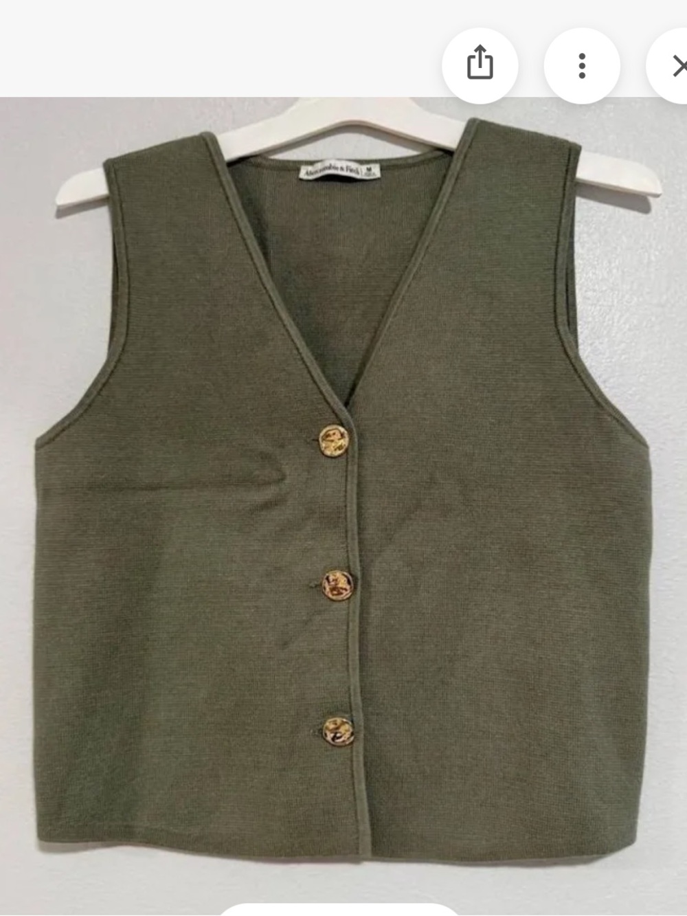 Sleeveless V-Neck Knit Button Vest in Olive Gray